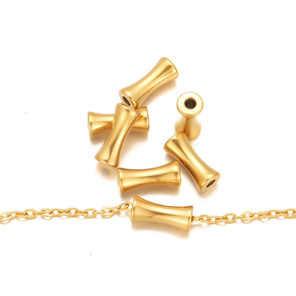 18k stainless steel vase shape hole beads vacuum plated necklace beads diy jewelry accessories gold bamboo tube beads