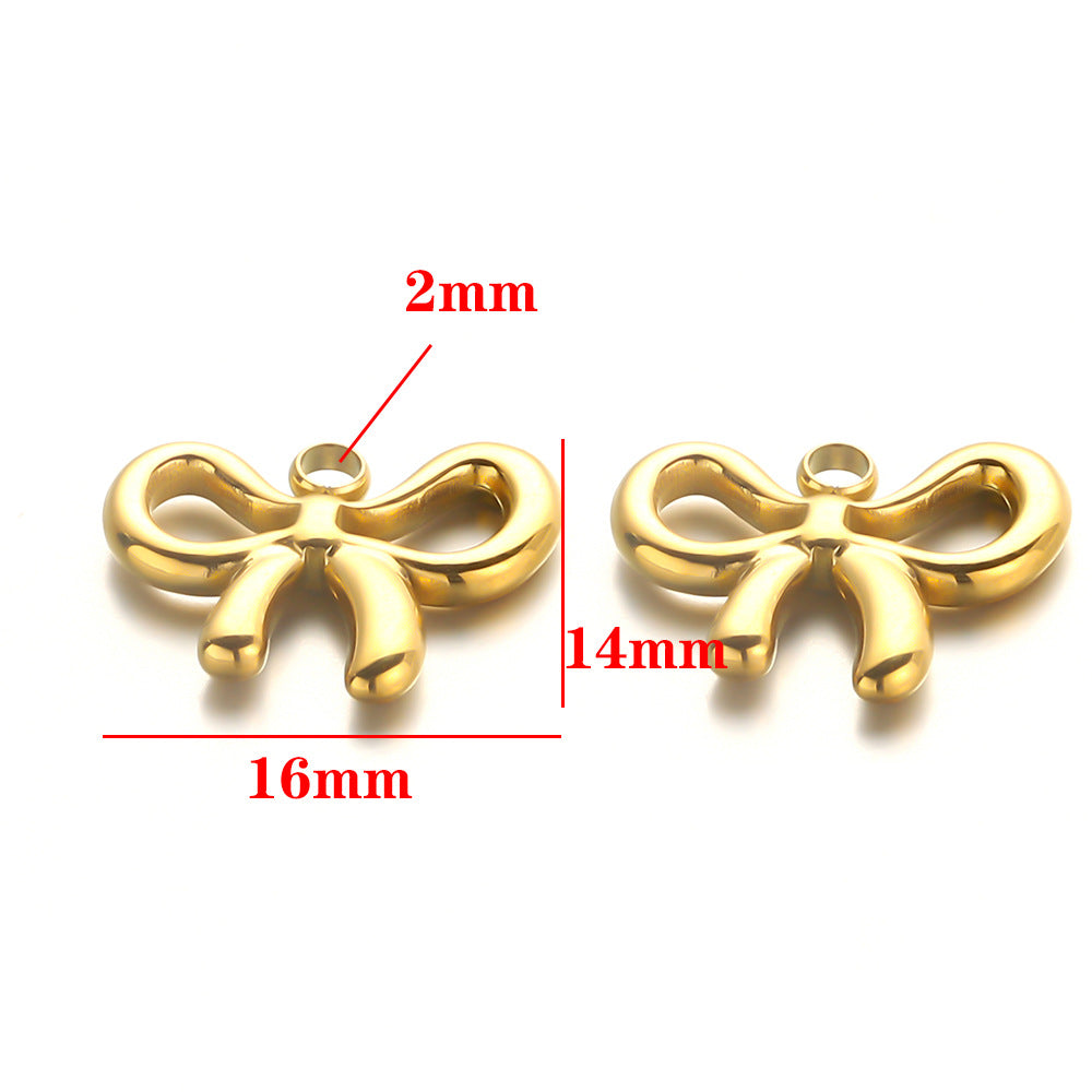 Stainless steel gold bow pendant DIY jewelry accessories pendant handmade jewelry bracelet versatile pendant accessories