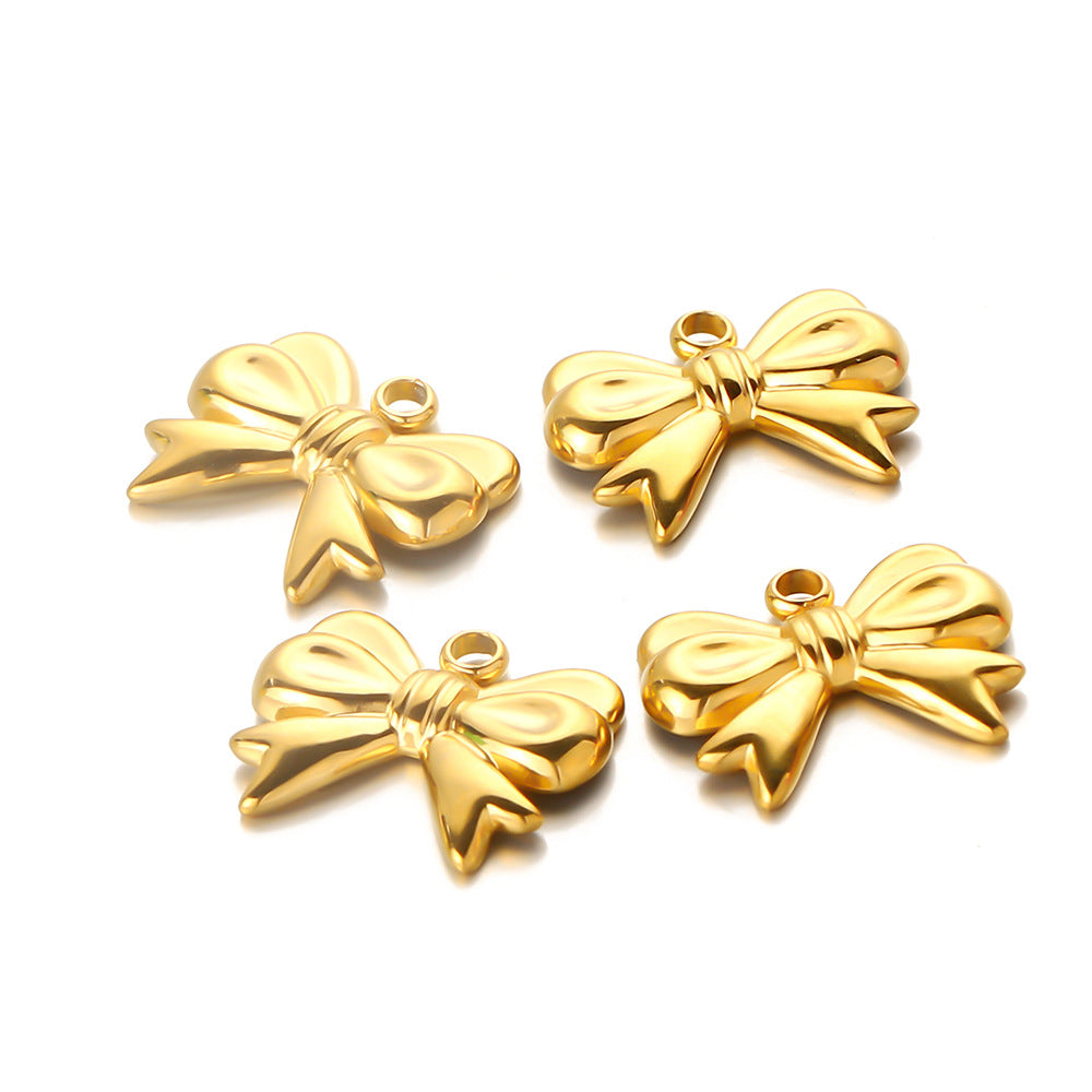 Stainless steel European and American series bow pendant DIY jewelry accessories pendant bracelet necklace handmade pendant pendant