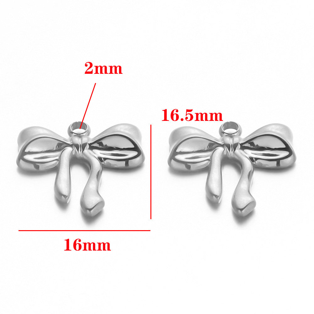 Stainless steel bow pendant DIY jewelry accessories pendant does not fade Titanium steel bracelet necklace accessories pendant