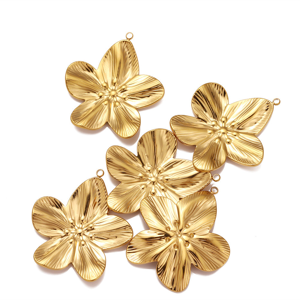 Cross-border hot-selling stainless steel 18K gold bow butterfly flower pendant pendant romantic DIY jewelry accessories