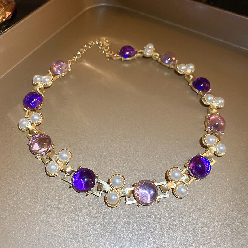 Vintage Luxury Diamond Drop Clavicle Chain Necklace - Retro Palace Style Premium Jewelry for Women