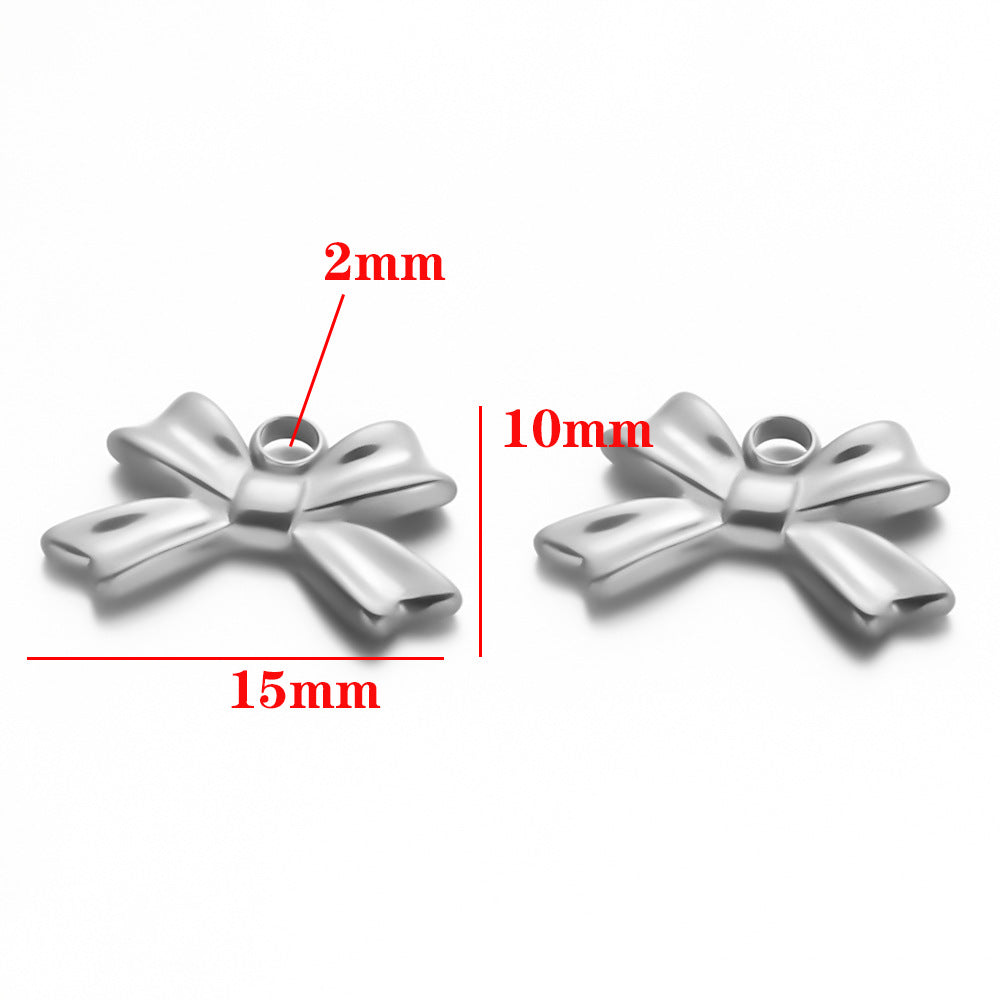 Stainless steel bow pendant DIY handmade pendant pendant necklace bracelet collarbone chain pendant accessories pendant