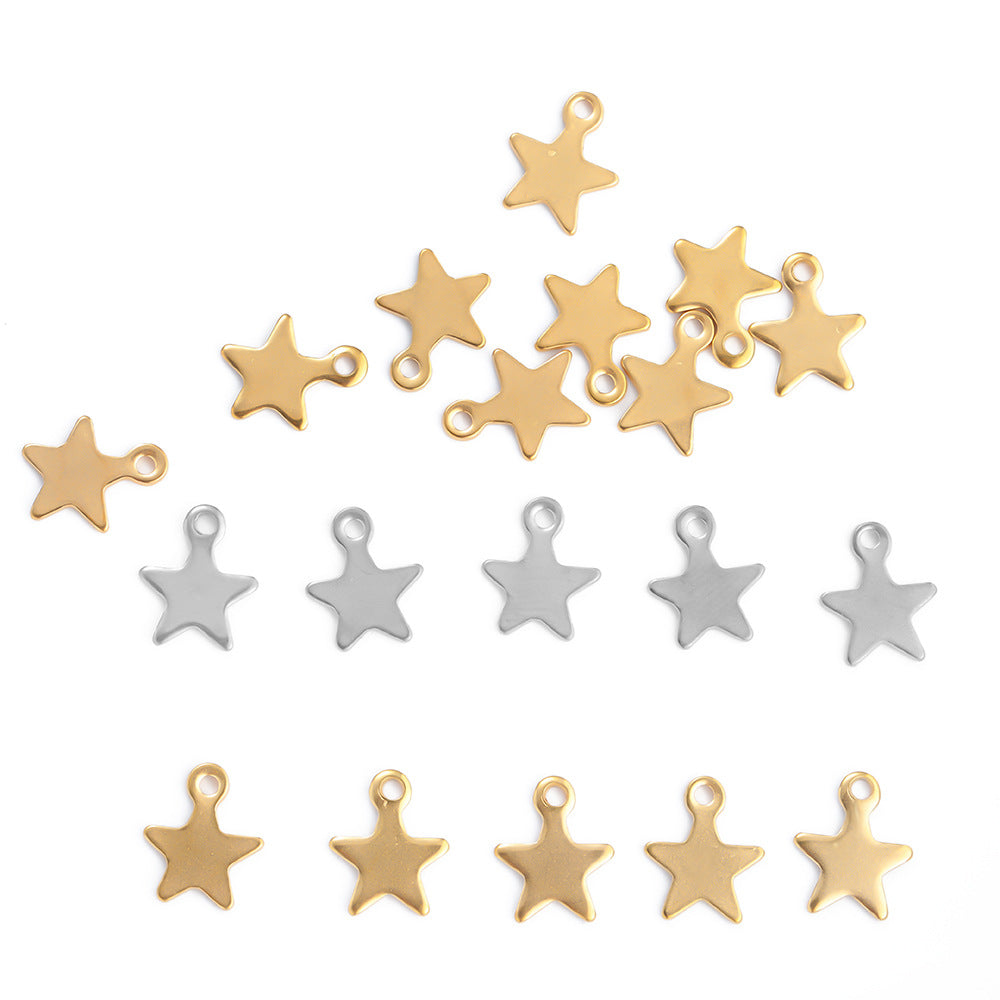 Stainless steel 8mm star pendant DIY jewelry accessories pentagram peach heart chain accessories pendant necklace accessories