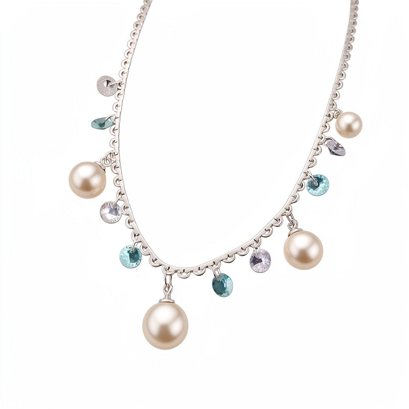 Zircon fringed lace pearl necklace light luxury niche high-end clavicle chain vacation accessories fresh and sweet necklace