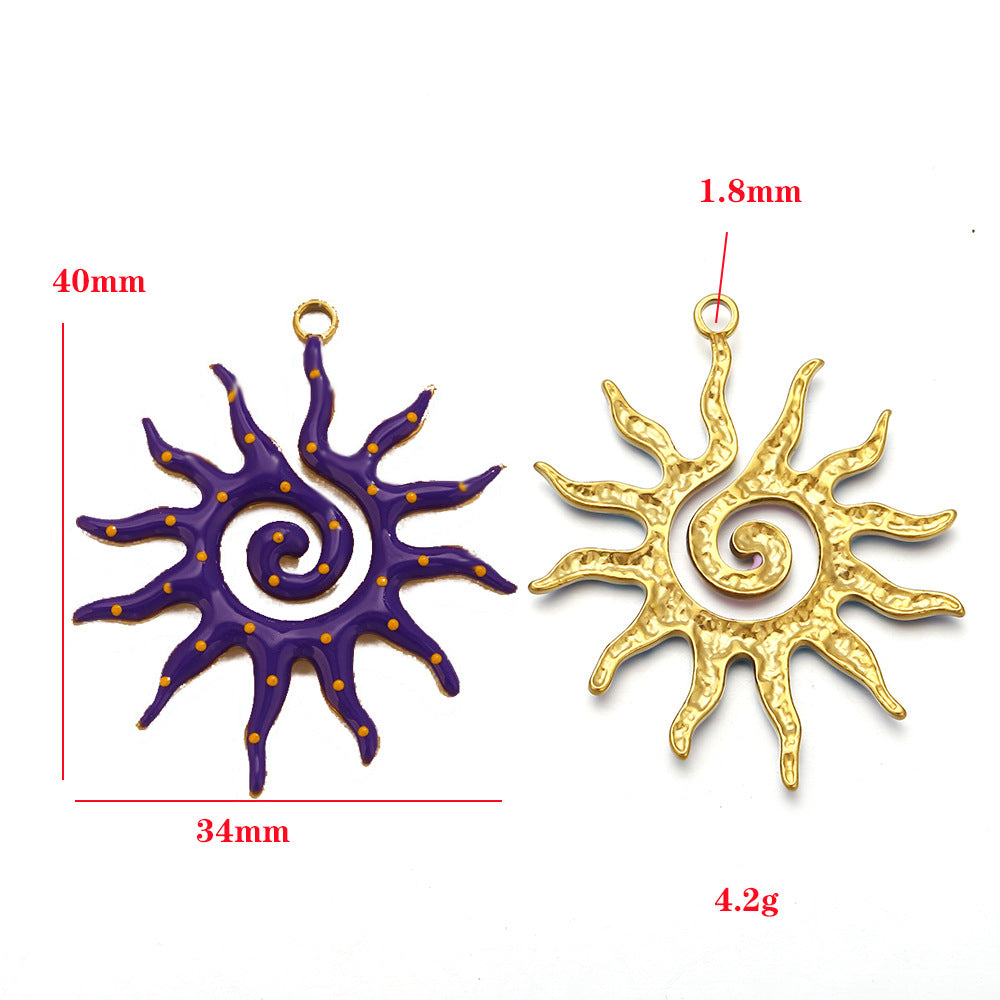 Stainless steel rotating sun pendant DIY jewelry accessories pendant pendant necklace bracelet single hole pendant accessories