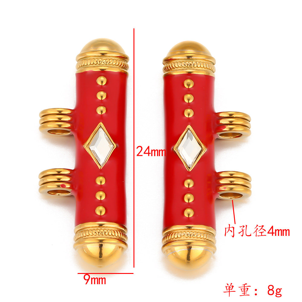 Stainless steel diamond DIY pendant beaded material DIY bracelet necklace jewelry versatile hole bead pendant bracelet pendant