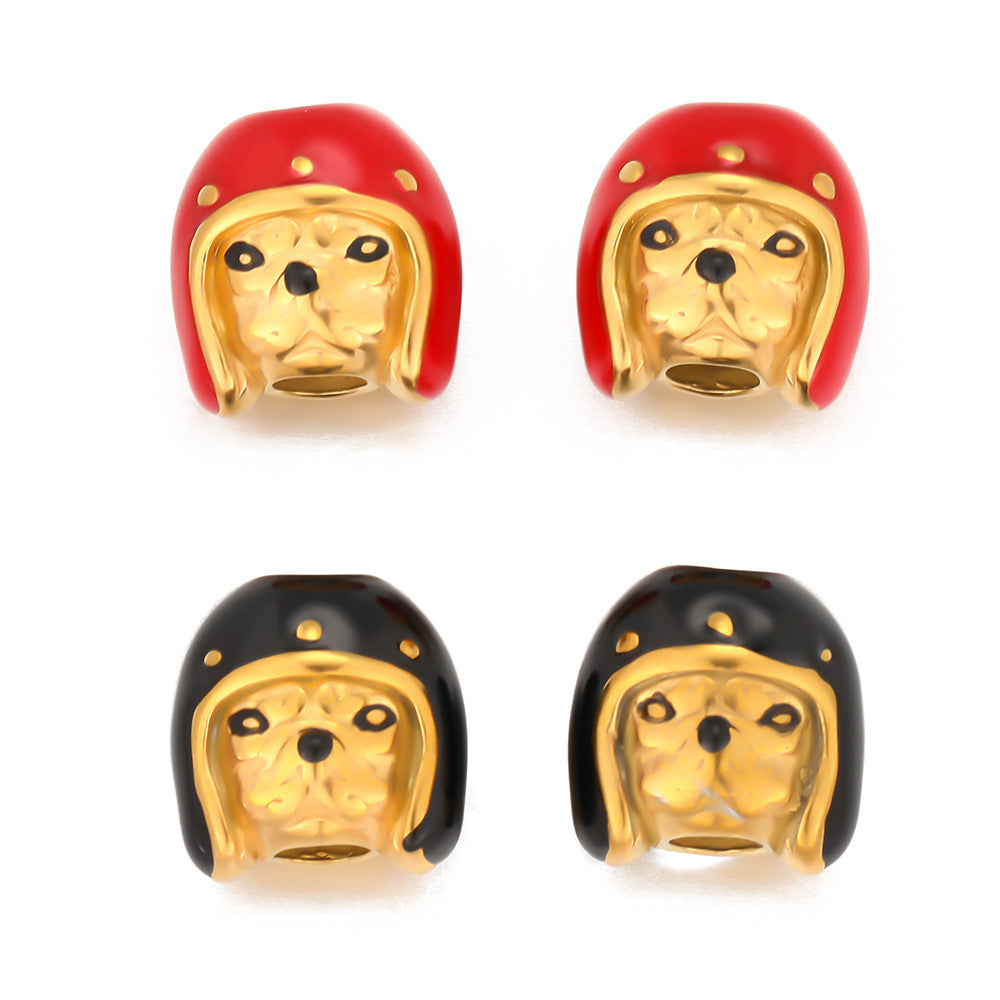 Stainless Steel Gold Pet Dog Pendant Helmet Styling DIY Handmade Pendant Accessories Bracelet Necklace Pendant Accessories