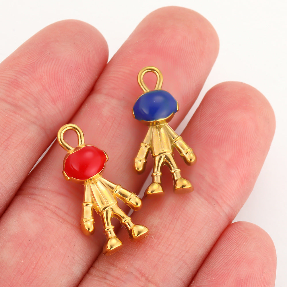 European and American stainless steel astronaut necklace pendant personalized bracelet astronaut red oil drop pendant beaded accessories