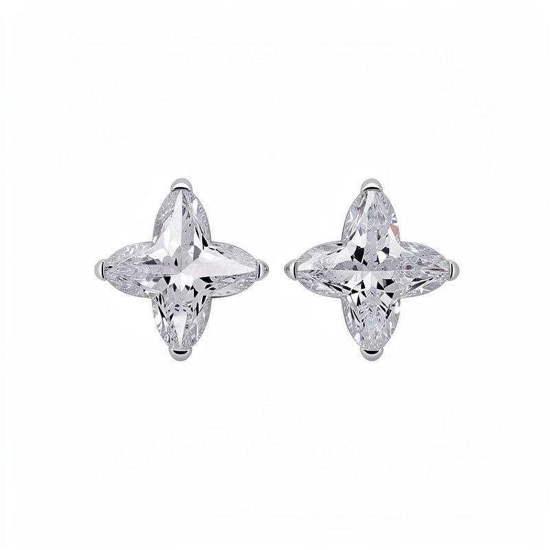 Silver needle inlaid zircon mango stud earrings simple temperament fashion commuting versatile earrings light luxury high sense earrings wholesale