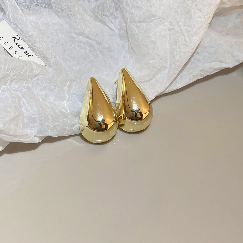 Silver needle metal earrings, high-end simple stud earrings, fashionable versatile light luxury personalized niche earrings, Yiwu wholesale