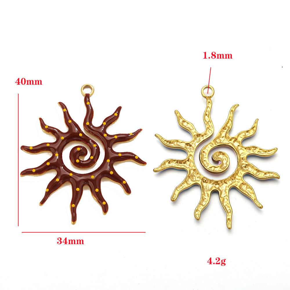 Stainless steel rotating sun pendant DIY jewelry accessories pendant pendant necklace bracelet single hole pendant accessories