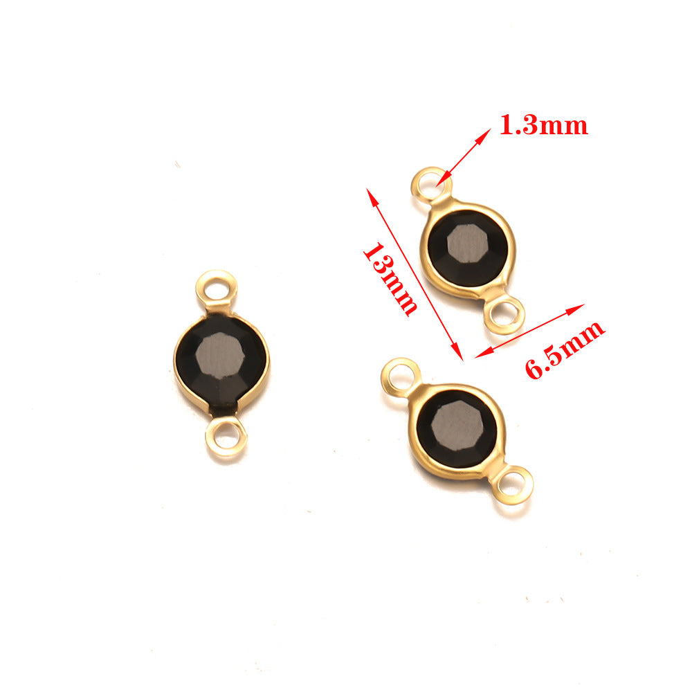 Stainless steel accessories crystal double hanging connector bracelet necklace DIY jewelry accessories connection pendant accessories wholesale