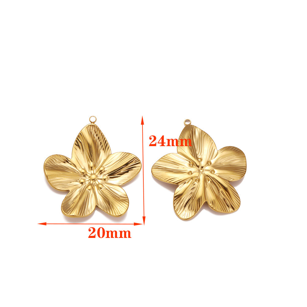 Cross-border hot-selling stainless steel 18K gold bow butterfly flower pendant pendant romantic DIY jewelry accessories