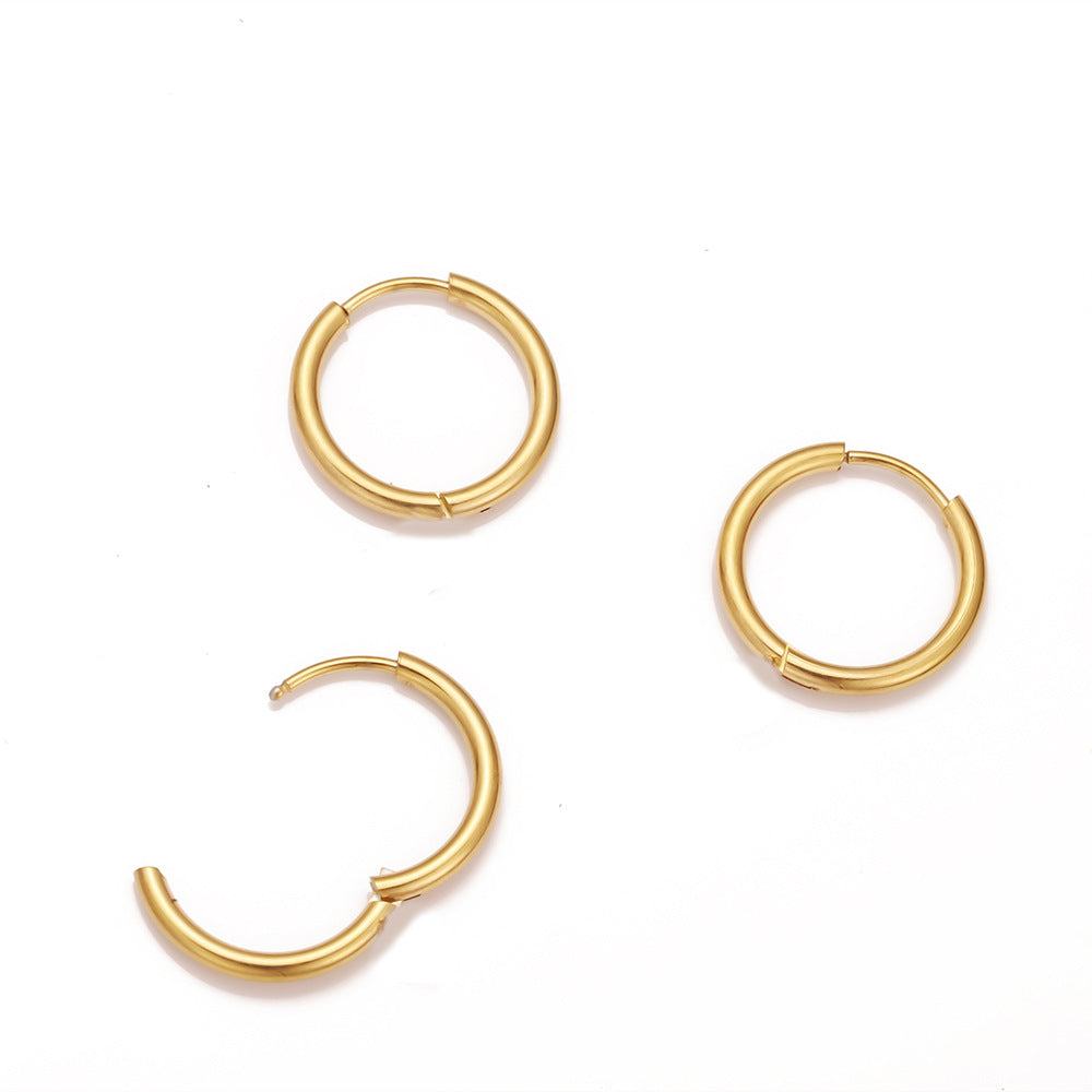 Stainless steel ear buckle vacuum plated 18k titanium steel earrings DIY jewelry accessories ear buckle circle earrings jewelry pendant