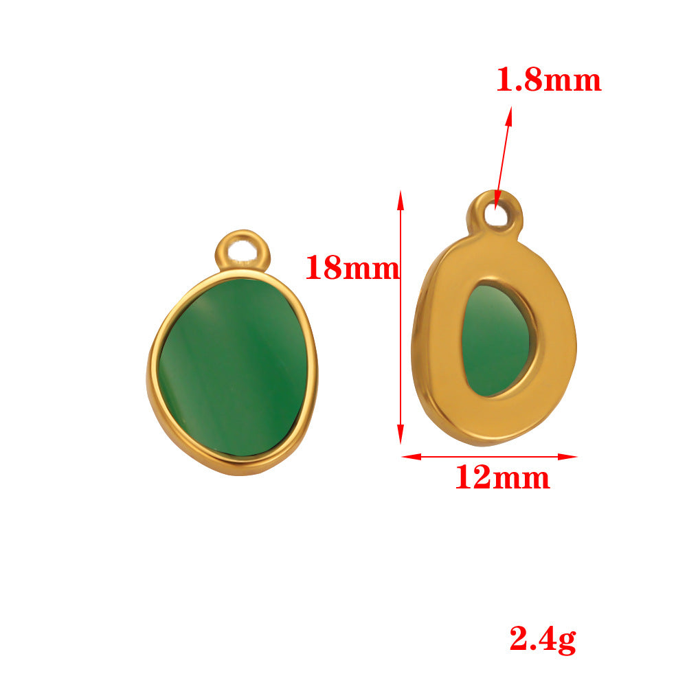 Stainless steel pendant natural stone European and American does not fade personalized pendant pendant necklace accessories rectangular pendant accessories
