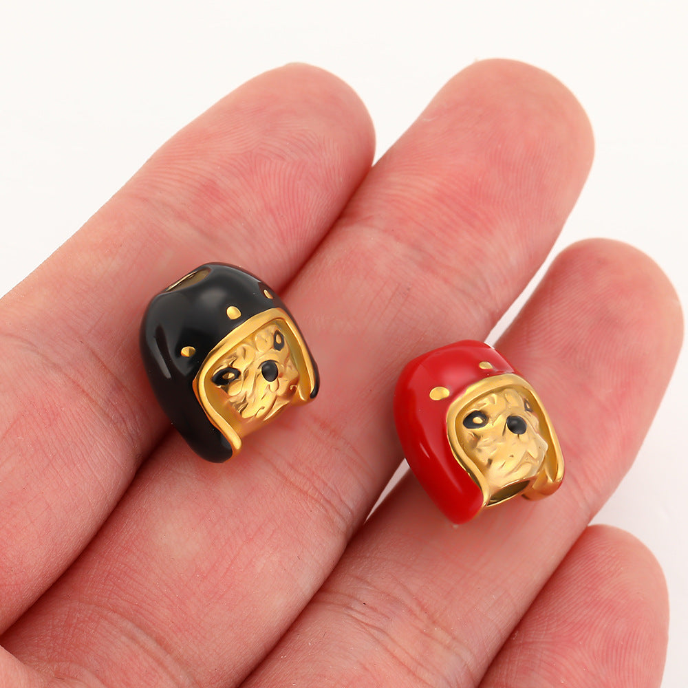 Stainless Steel Gold Pet Dog Pendant Helmet Styling DIY Handmade Pendant Accessories Bracelet Necklace Pendant Accessories