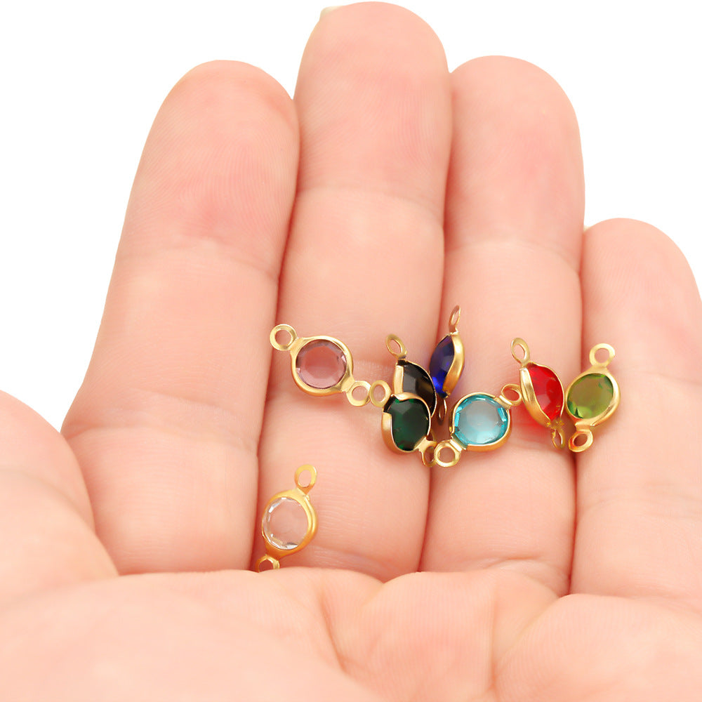 Stainless steel accessories crystal double hanging connector bracelet necklace DIY jewelry accessories connection pendant accessories wholesale