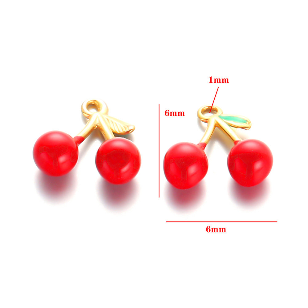 Stainless steel three-dimensional cherry oil drop pendant accessories DIY jewelry bracelet accessories pendant bag pendant