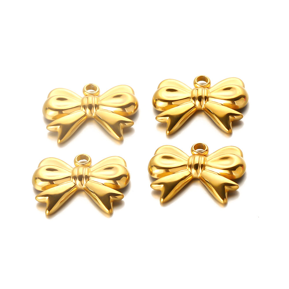 Stainless steel European and American series bow pendant DIY jewelry accessories pendant bracelet necklace handmade pendant pendant