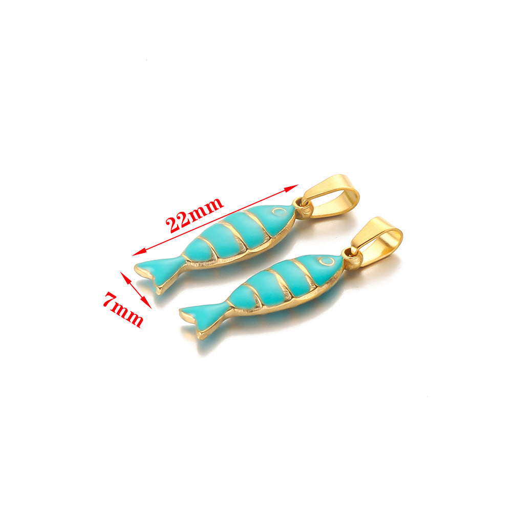Stainless steel oil drop with melon seed buckle oil drop pendant DIY jewelry accessories license cute striped fish necklace pendant
