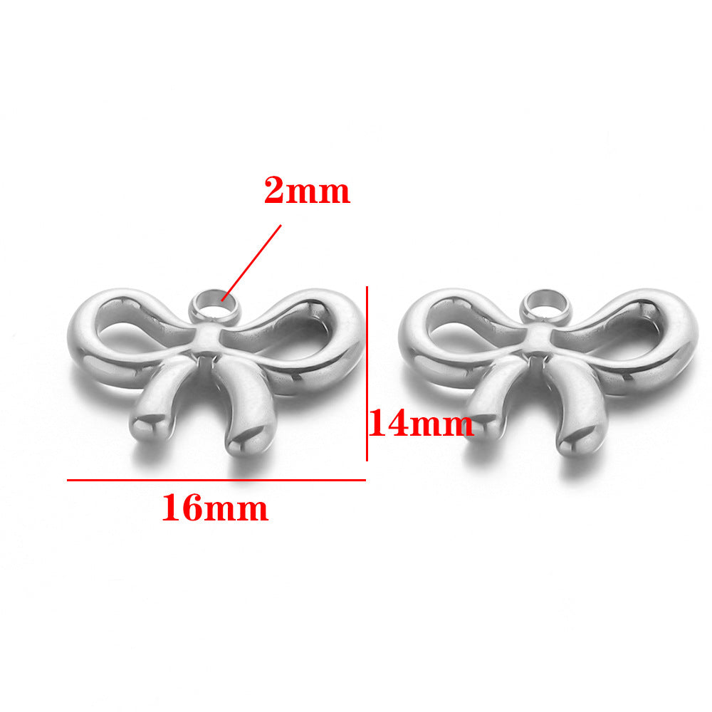 Stainless steel bow pendant DIY handmade pendant pendant necklace bracelet collarbone chain pendant accessories pendant