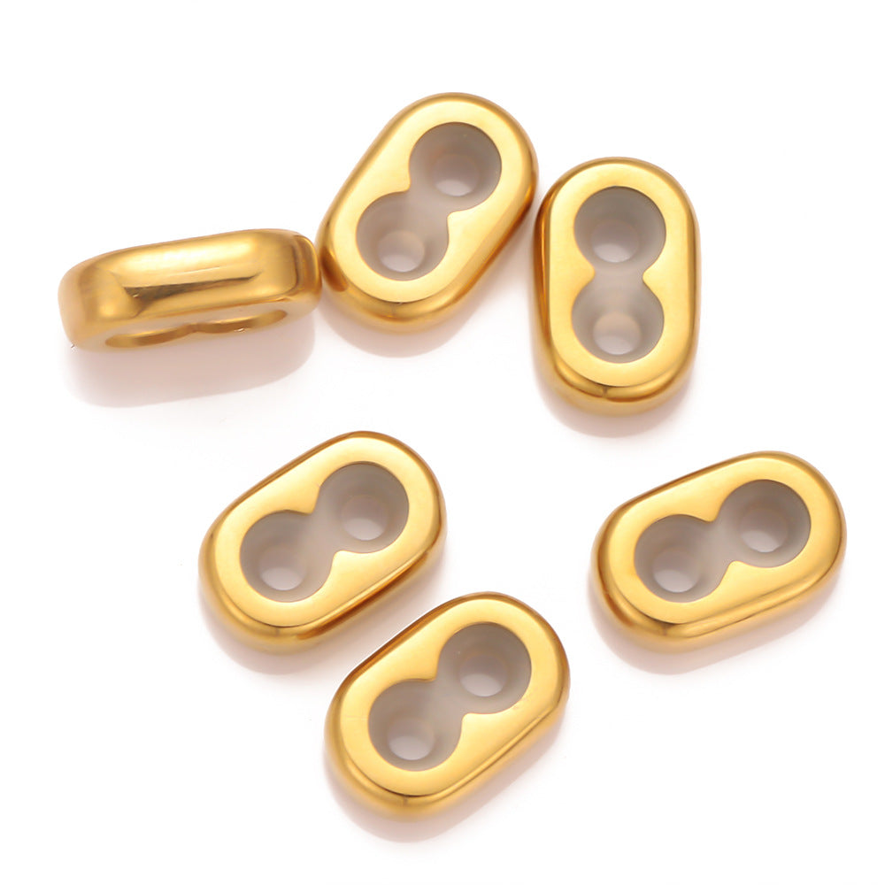 Stainless steel gold 8-character buckle, leather rope adjustment buckle DIY jewelry accessories, built-in silicone bracelet buckle, pig nose buckle accessories