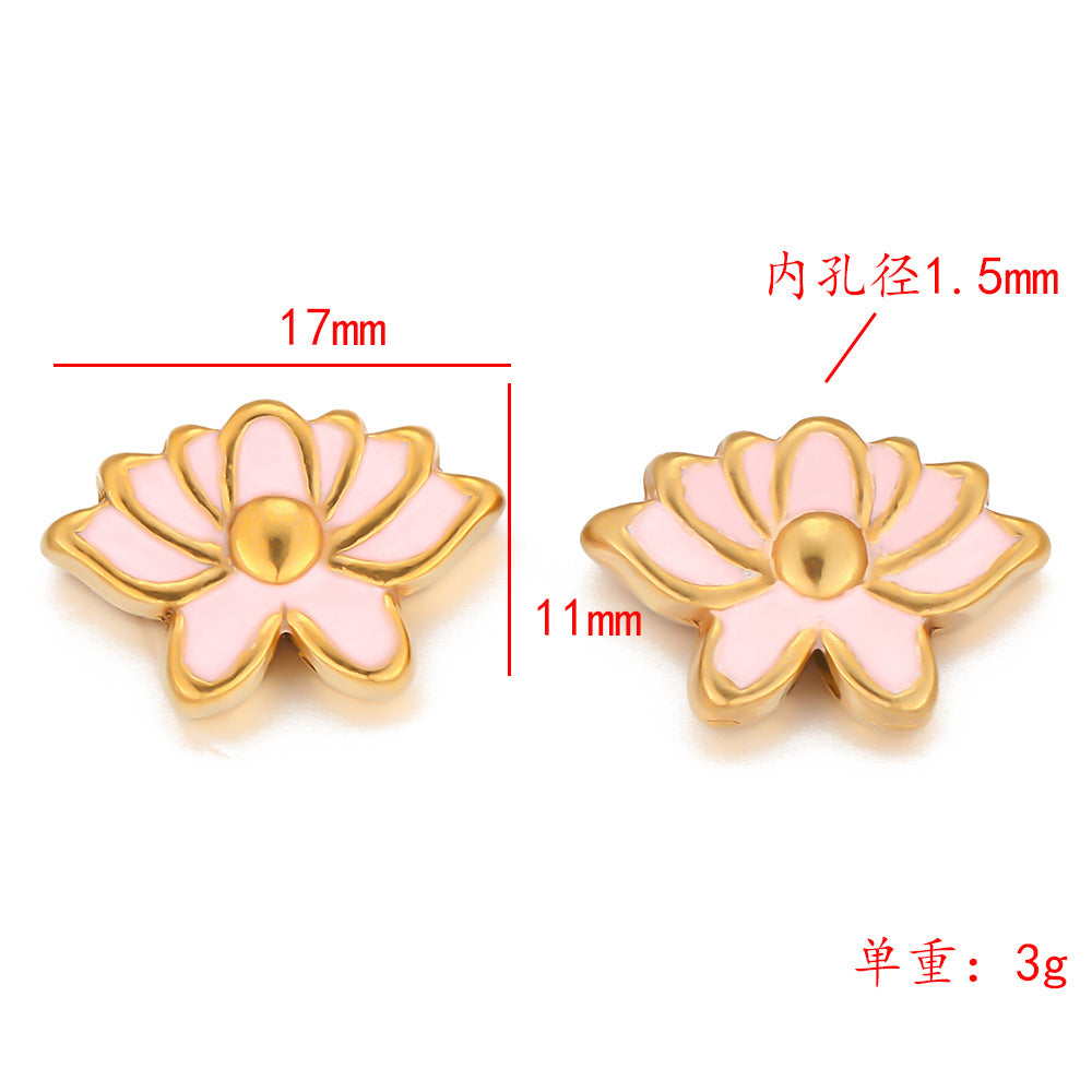 Stainless steel oil drop lotus bead accessories bead pendant DIY chain bracelet accessories material jewelry pendant