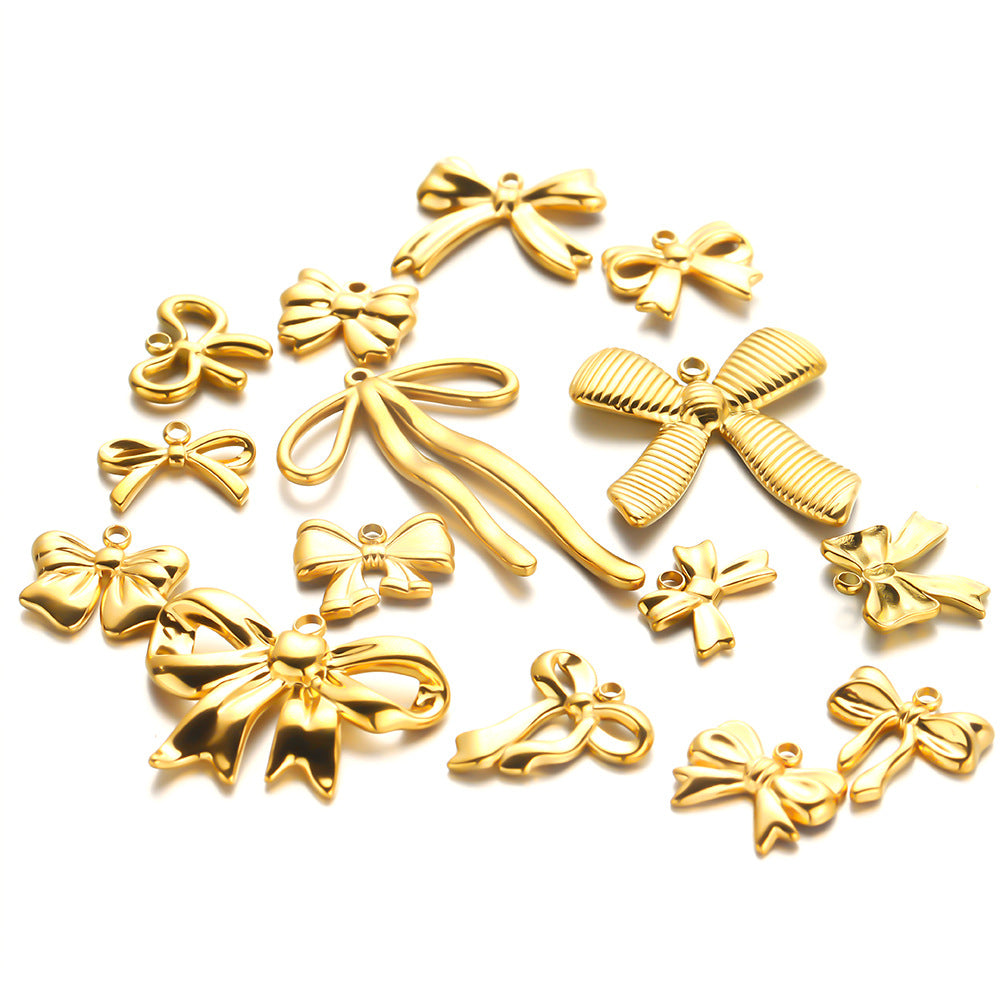 Stainless steel bow pendant DIY handmade pendant pendant necklace bracelet collarbone chain pendant accessories pendant