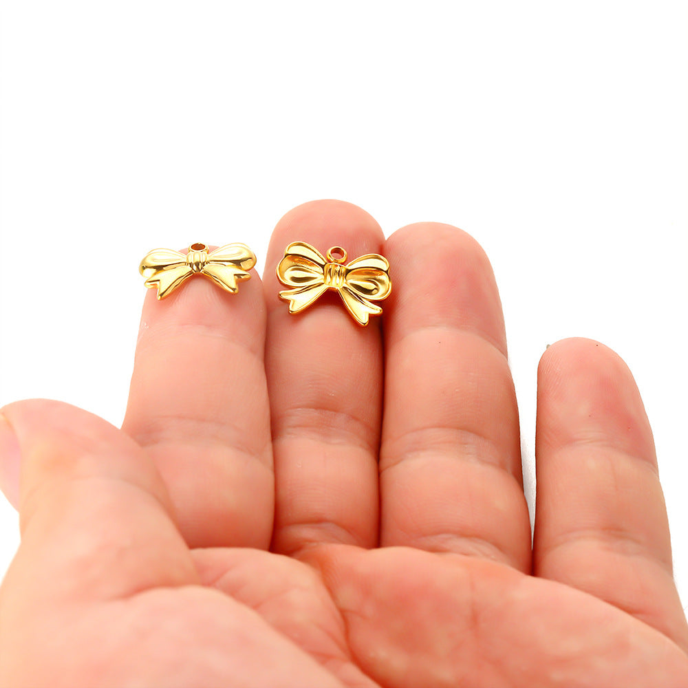 Stainless steel European and American series bow pendant DIY jewelry accessories pendant bracelet necklace handmade pendant pendant
