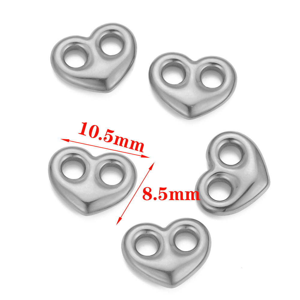 Cross-border stainless steel double-hole love pendant chain connection buckle DIY jewelry accessories pig nose buckle bead spacer accessories