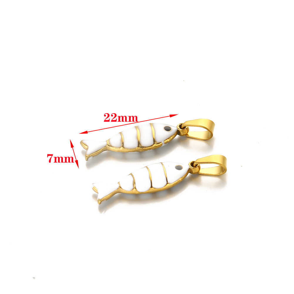 Stainless steel oil drop with melon seed buckle oil drop pendant DIY jewelry accessories license cute striped fish necklace pendant