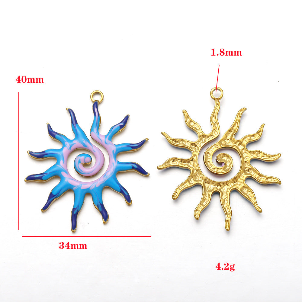 Stainless steel rotating sun pendant DIY jewelry accessories pendant pendant necklace bracelet single hole pendant accessories