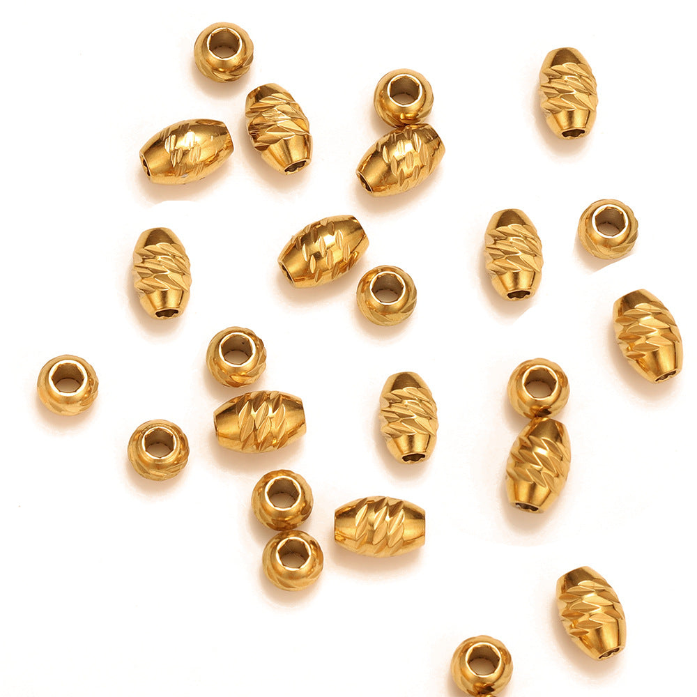 Stainless steel vacuum plated knife pattern beads DIY jewelry accessories wheel beads flat beads 18k titanium steel beads woven beads