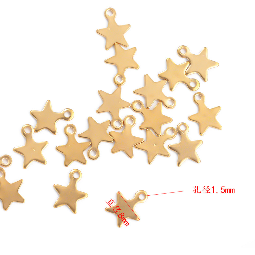 Stainless steel 8mm star pendant DIY jewelry accessories pentagram peach heart chain accessories pendant necklace accessories