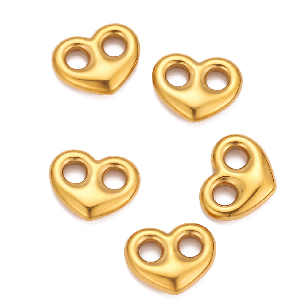 Cross-border stainless steel double-hole love pendant chain connection buckle DIY jewelry accessories pig nose buckle bead spacer accessories