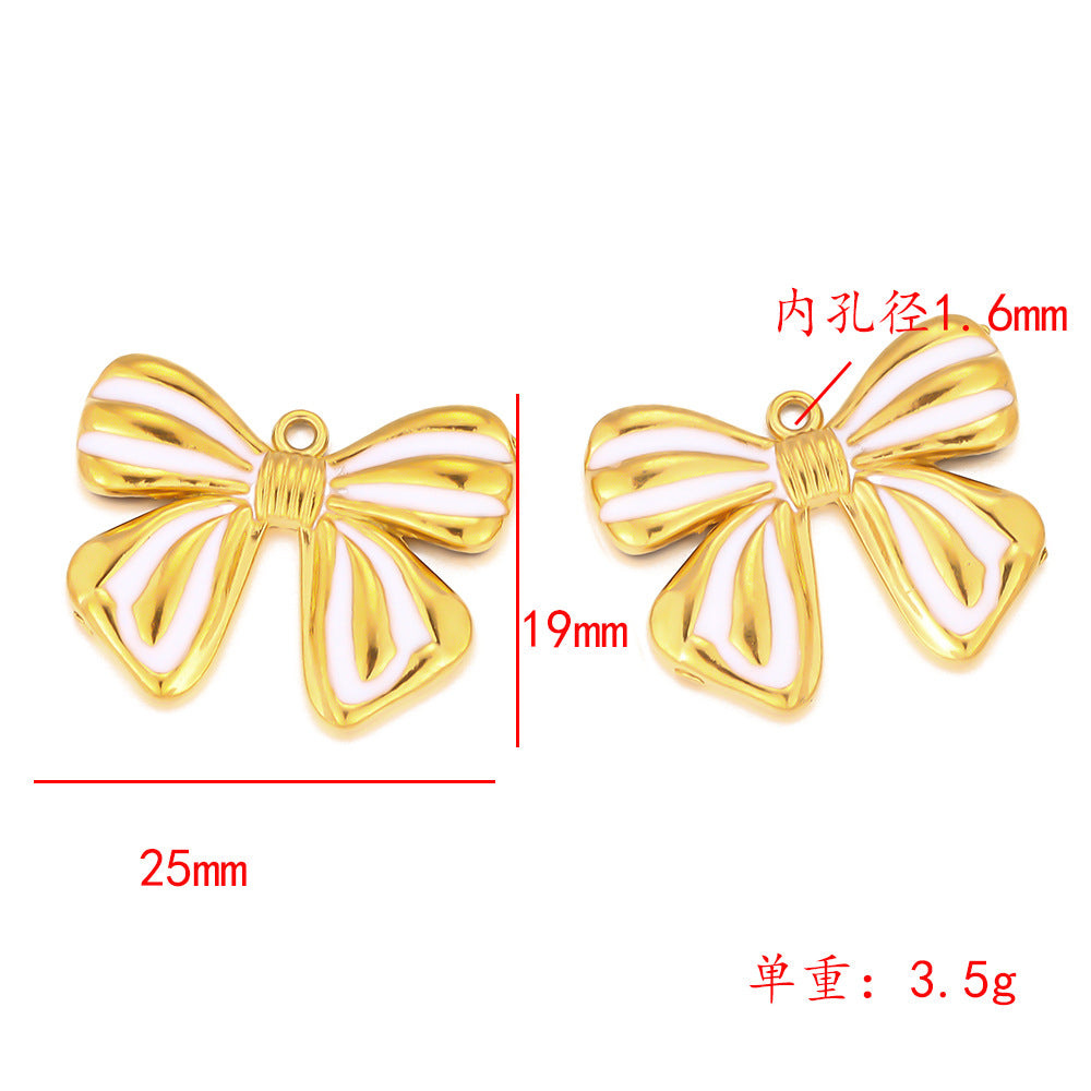 Stainless steel bow love pendant DIY jewelry accessories bracelet necklace accessories beaded pendant oil drop pendant