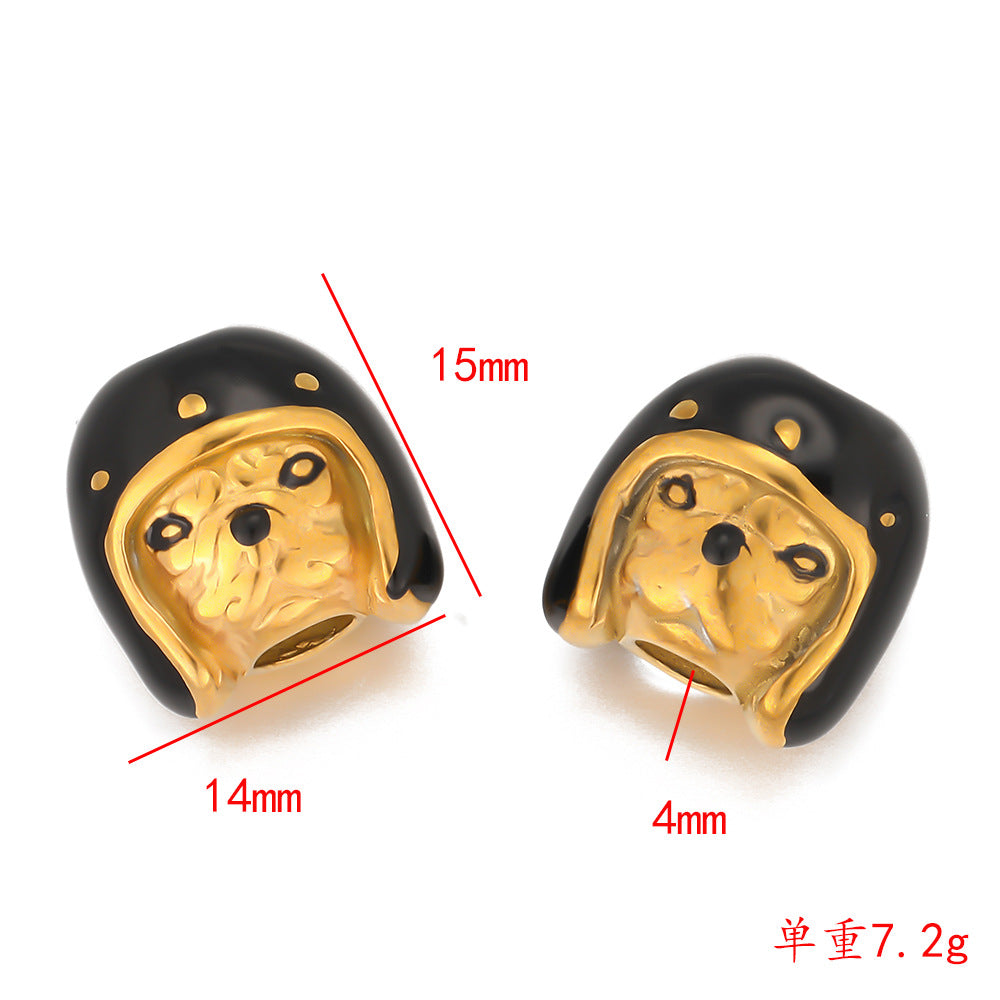 Stainless Steel Gold Pet Dog Pendant Helmet Styling DIY Handmade Pendant Accessories Bracelet Necklace Pendant Accessories