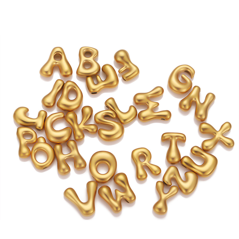 Stainless steel English letter pendant pendant beaded DIY accessories fat letter collarbone chain pendant DIY jewelry accessories