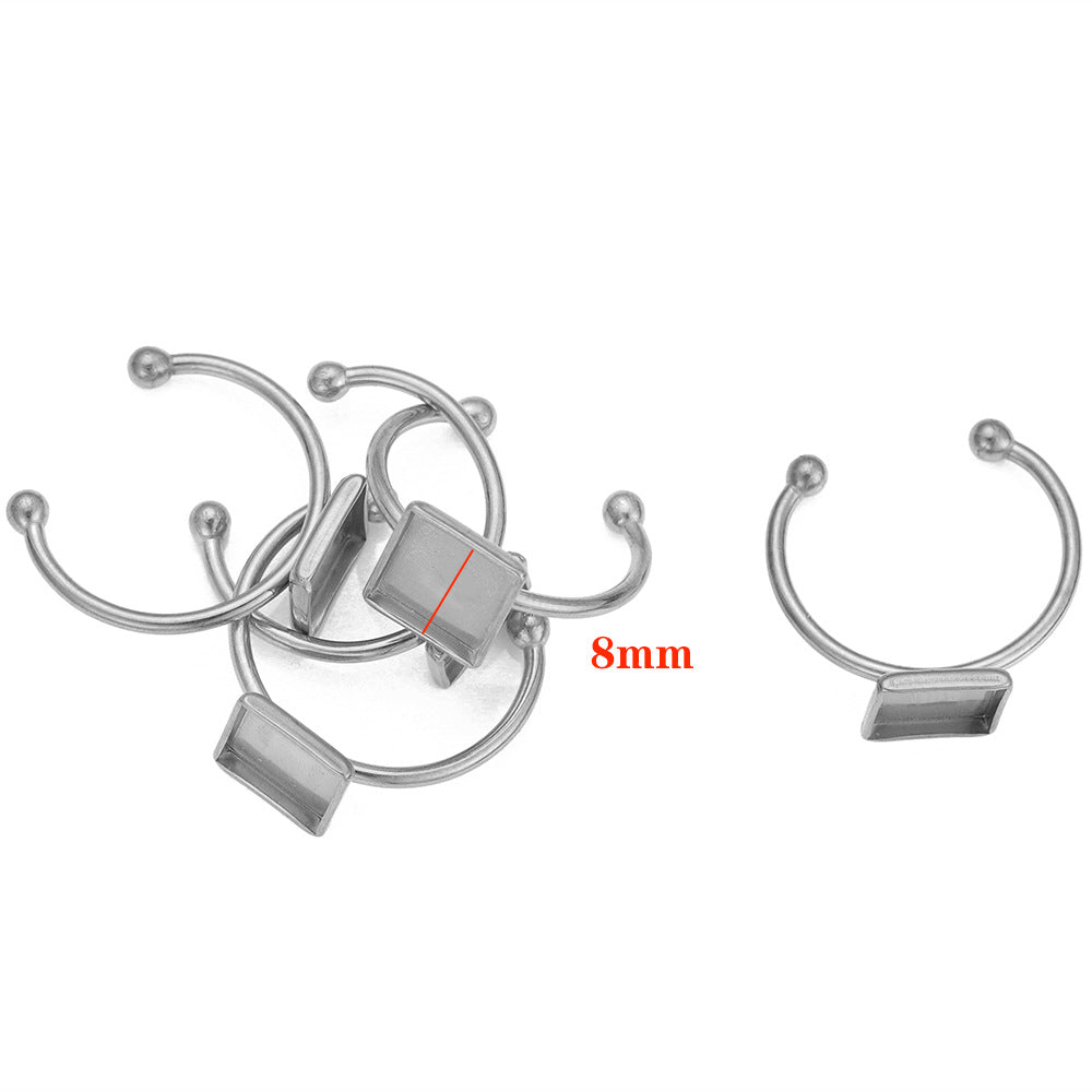 Ring female non-fading 8mm ring holder DIY jewelry accessories ring Korean ins index finger ring plain ring accessories