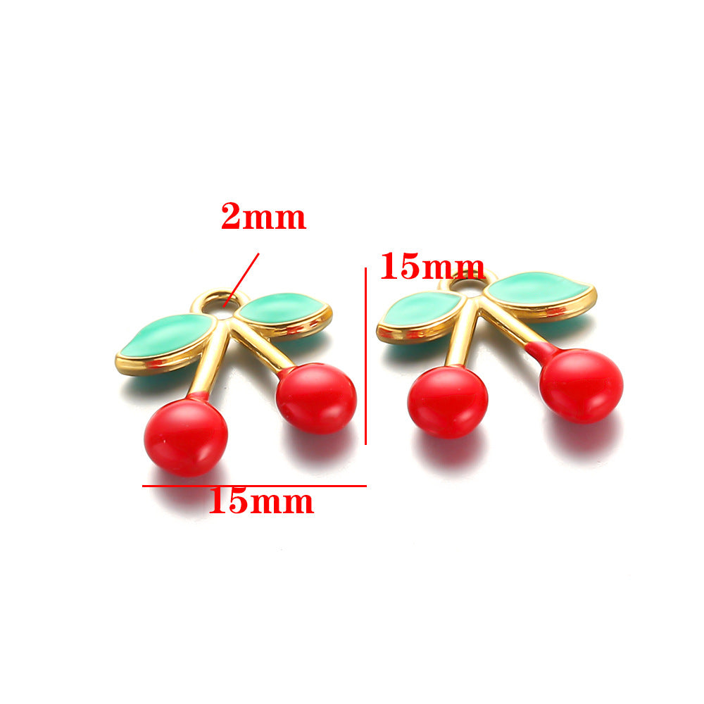 Stainless steel dripping cherry fashion pendant pendant DIY handmade jewelry accessories, good titanium steel small cherry jewelry