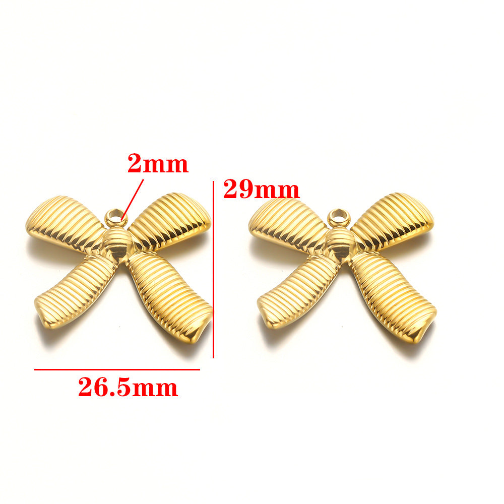 Stainless steel bow pendant DIY handmade pendant pendant necklace bracelet collarbone chain pendant accessories pendant