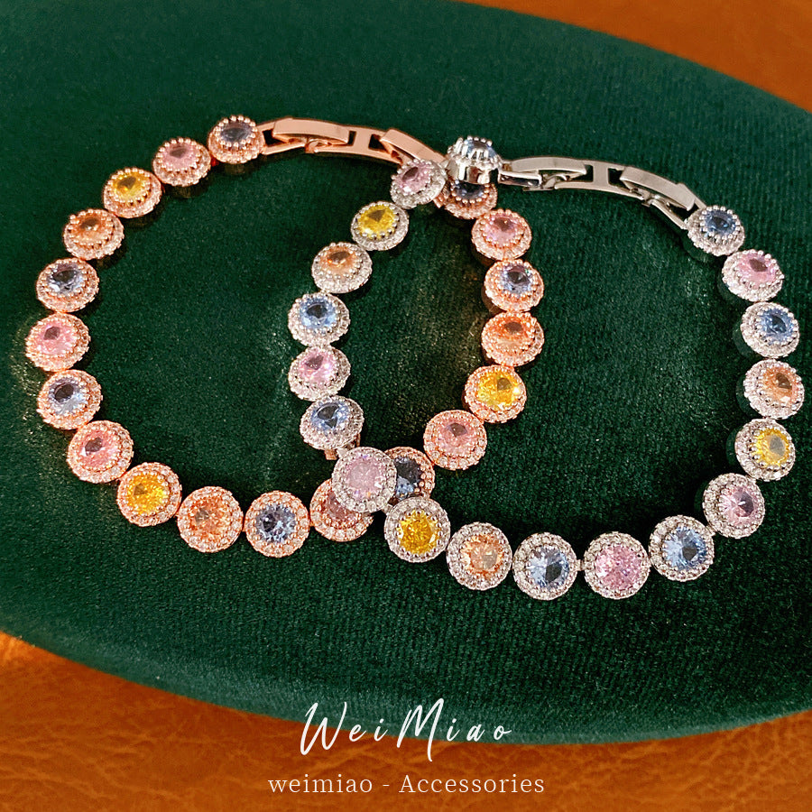 Zircon round buckle bracelet light luxury niche high-end bracelet court style exquisite temperament fashion jewelry wholesale