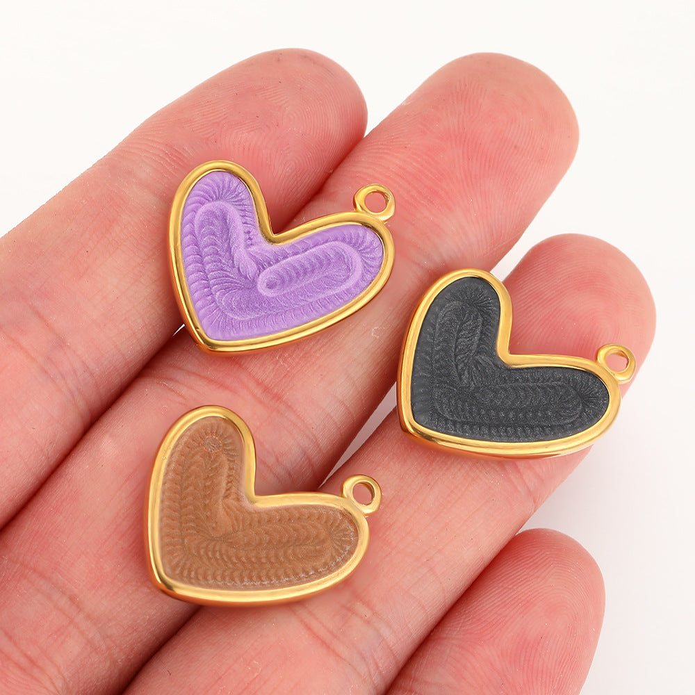 Stainless steel oil drop love multi-color pendant DIY bracelet necklace accessories diamond-encrusted DIY jewelry European and American pendant accessories