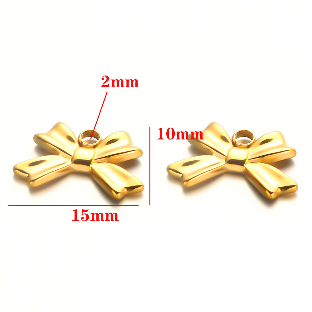 Stainless steel bow pendant DIY handmade pendant pendant necklace bracelet collarbone chain pendant accessories pendant