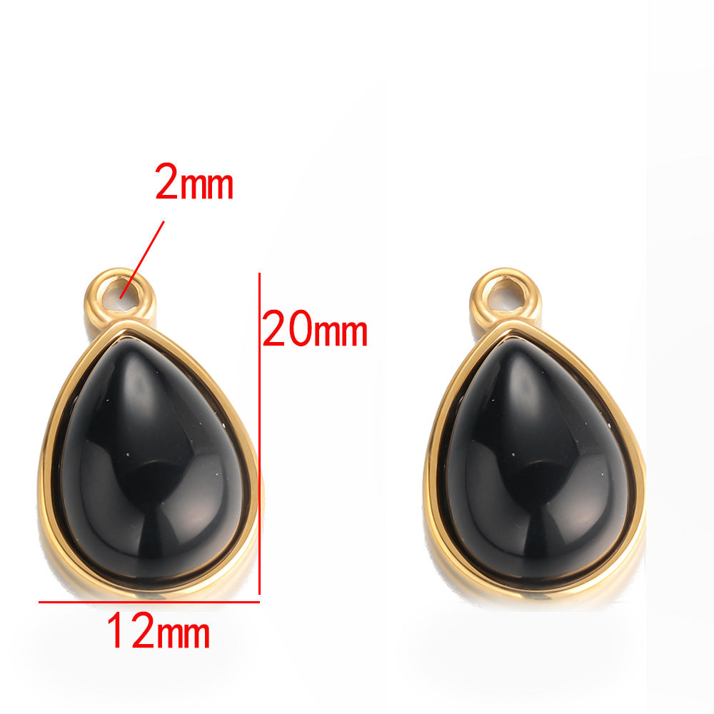 Natural stone stainless steel pendant 18k real gold titanium steel pendant pendant bracelet necklace stainless steel pendant material