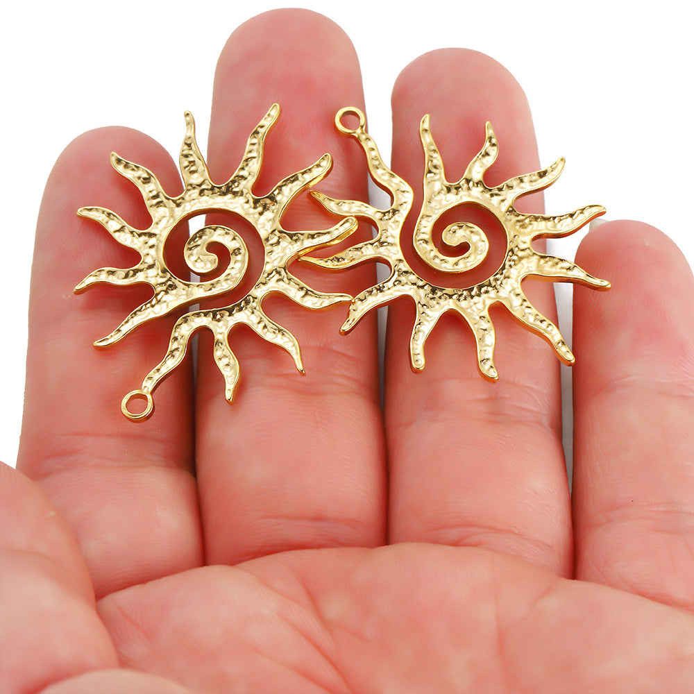 Vintage European and American stainless steel accessories spiral gold pendant jewelry pendant DIY necklace bracelet accessories pendant