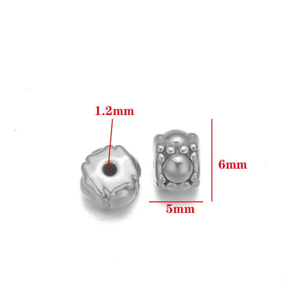 Stainless steel bead spacer loose beads DIY handmade necklace bead accessories pendant color retention waterproof furnace bead spacer accessories DIY