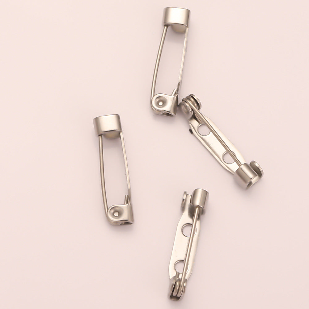 Stainless steel pin perforated brooch DIY accessories with lock head round hole brooch jewelry clothing anti-puncture hand safety needle