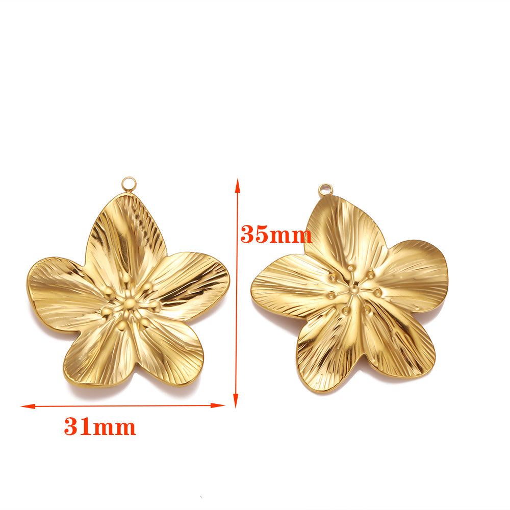 Cross-border hot-selling stainless steel 18K gold bow butterfly flower pendant pendant romantic DIY jewelry accessories